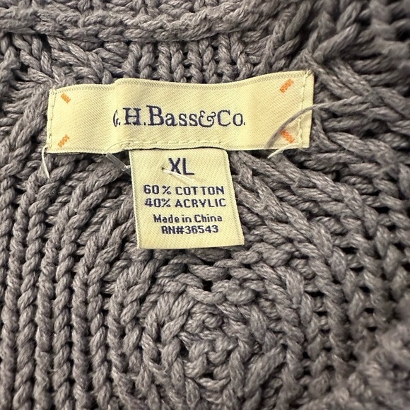 GH Bass Co. Grey Knit Sweater Oversized Long Sleeve SZ XL  Cotton Vintage Unisex - Picture 4 of 5